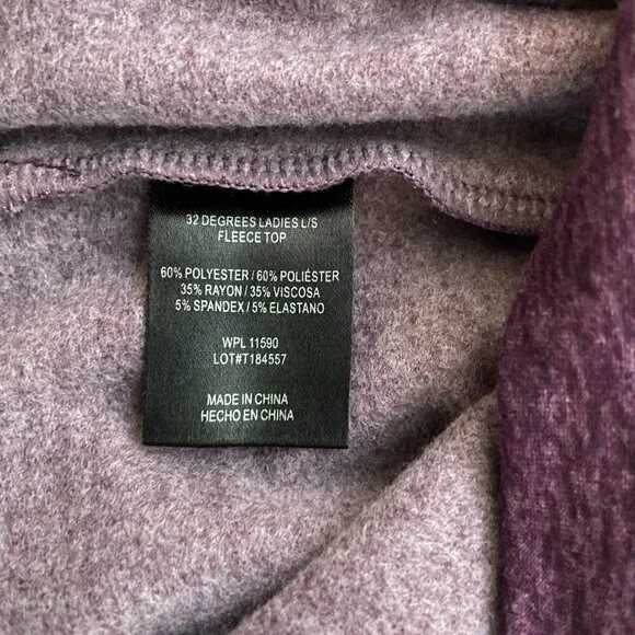 32 Degrees Heat Women's Fleece Sweater Top Size L Heathered Purple Long Sleeve - Picture 10 of 10